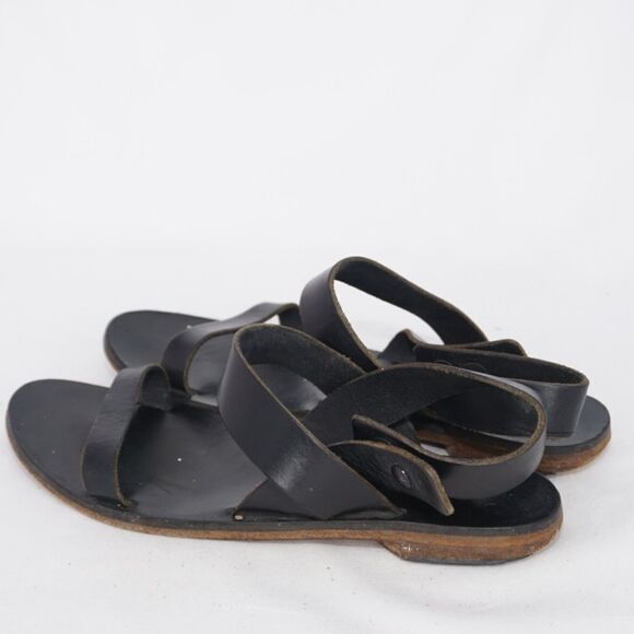 Everlane Black Leather Two Strap Sandals, Size 7 - Picture 4 of 8